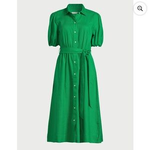 Walmart Free Assembly Green Midi Shirt Dress size large NWT